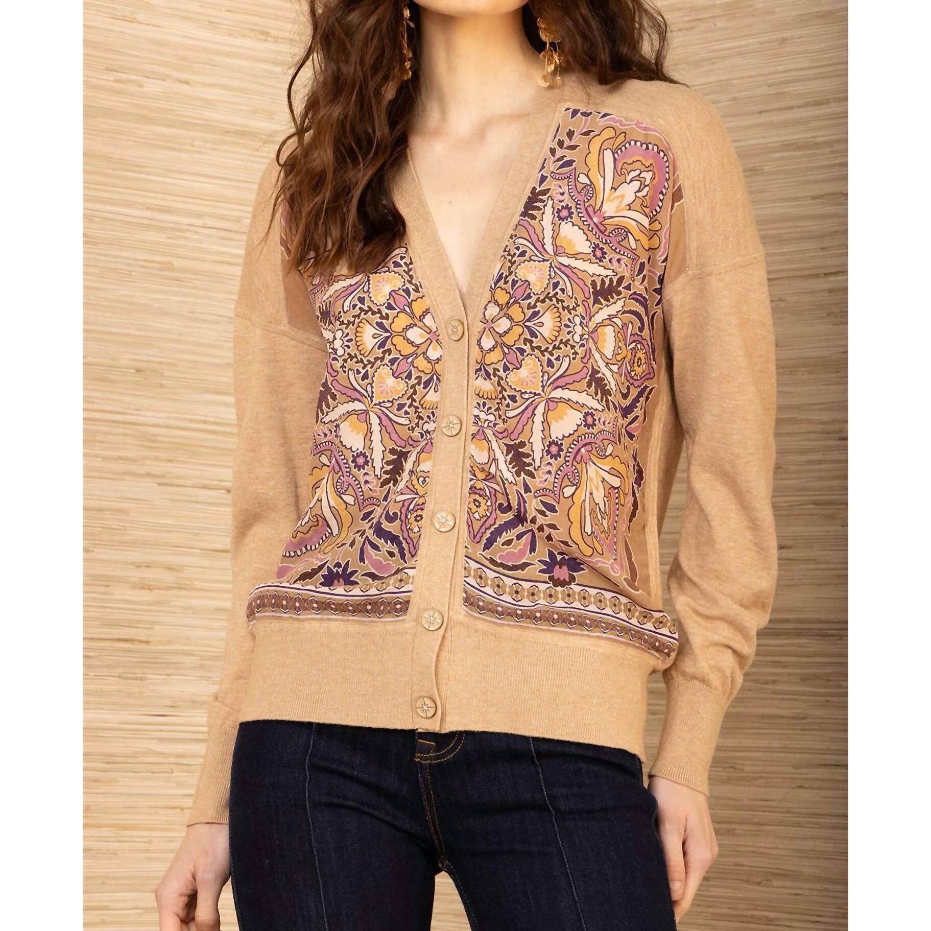 New Hale Bob Long Sleeve Cardigan In Pink